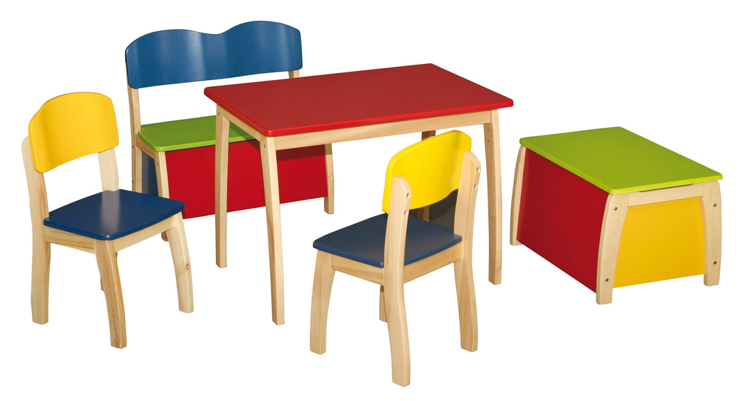 Kinderstuhl, Stuhl mit Lehne für Kinder, Holz bunt lackiert, 61,5 x 33 x 33,5 cm, Sitzhöhe 31,5 cm – Produktbild (2/4)