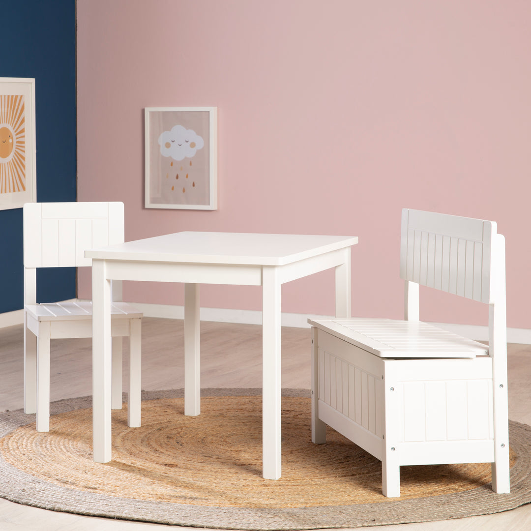 Tavolo per bambini, tavolo bianco per giocare, lavoretti creativi & disegno in cameretta, HxBxT: 51 x 66 x 50 cm – Foto d'ambiente (4/7)