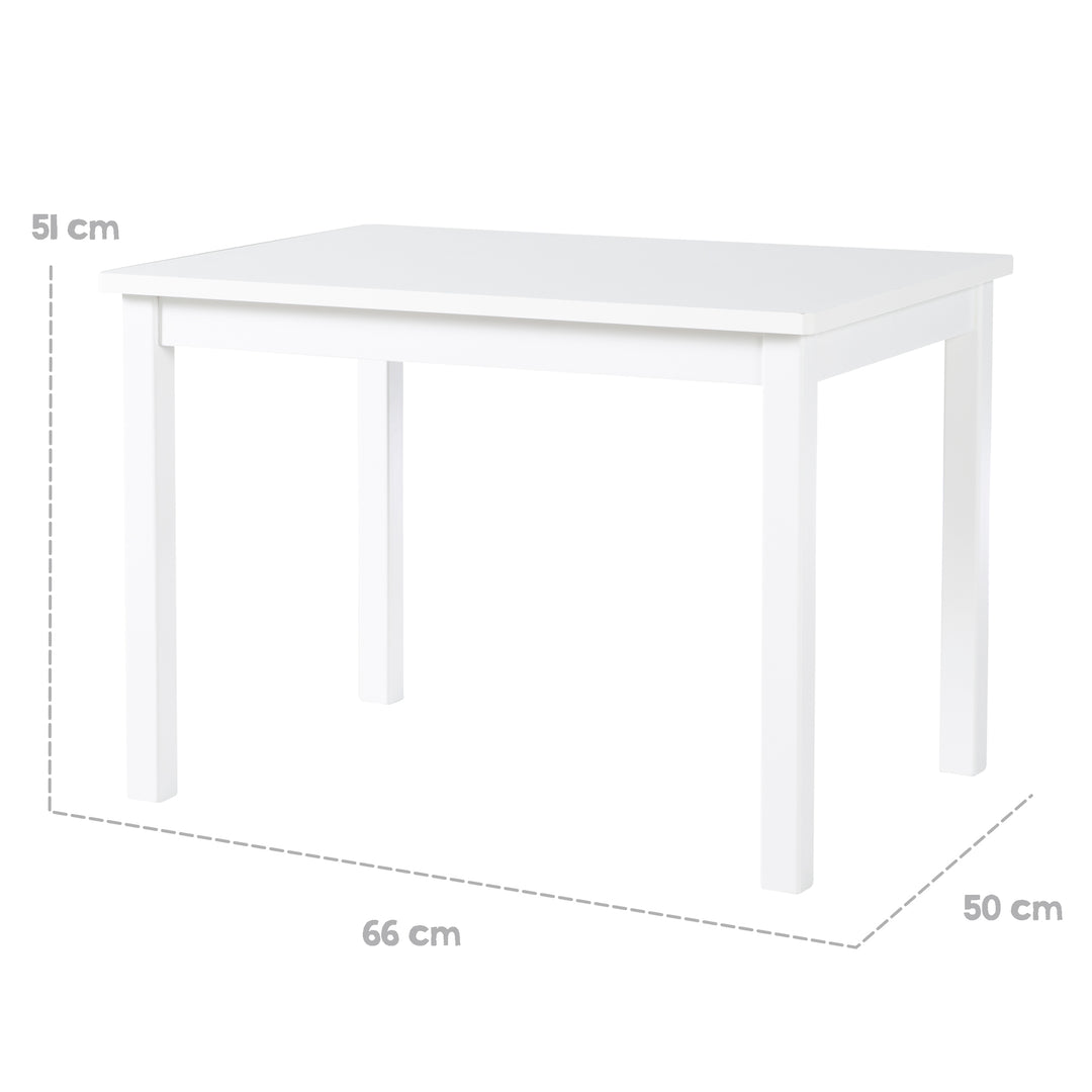 Tavolo per bambini, tavolo bianco per giocare, lavoretti creativi & disegno in cameretta, HxBxT: 51 x 66 x 50 cm – Infografica (3/7)