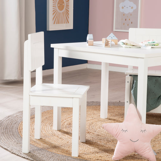 Sedia per bambini, sedia con schienale per bambini, bianco laccato, HxBxT: 59 x 29 x 29 cm, altezza seduta 31 cm – Foto d'ambiente (2/7)