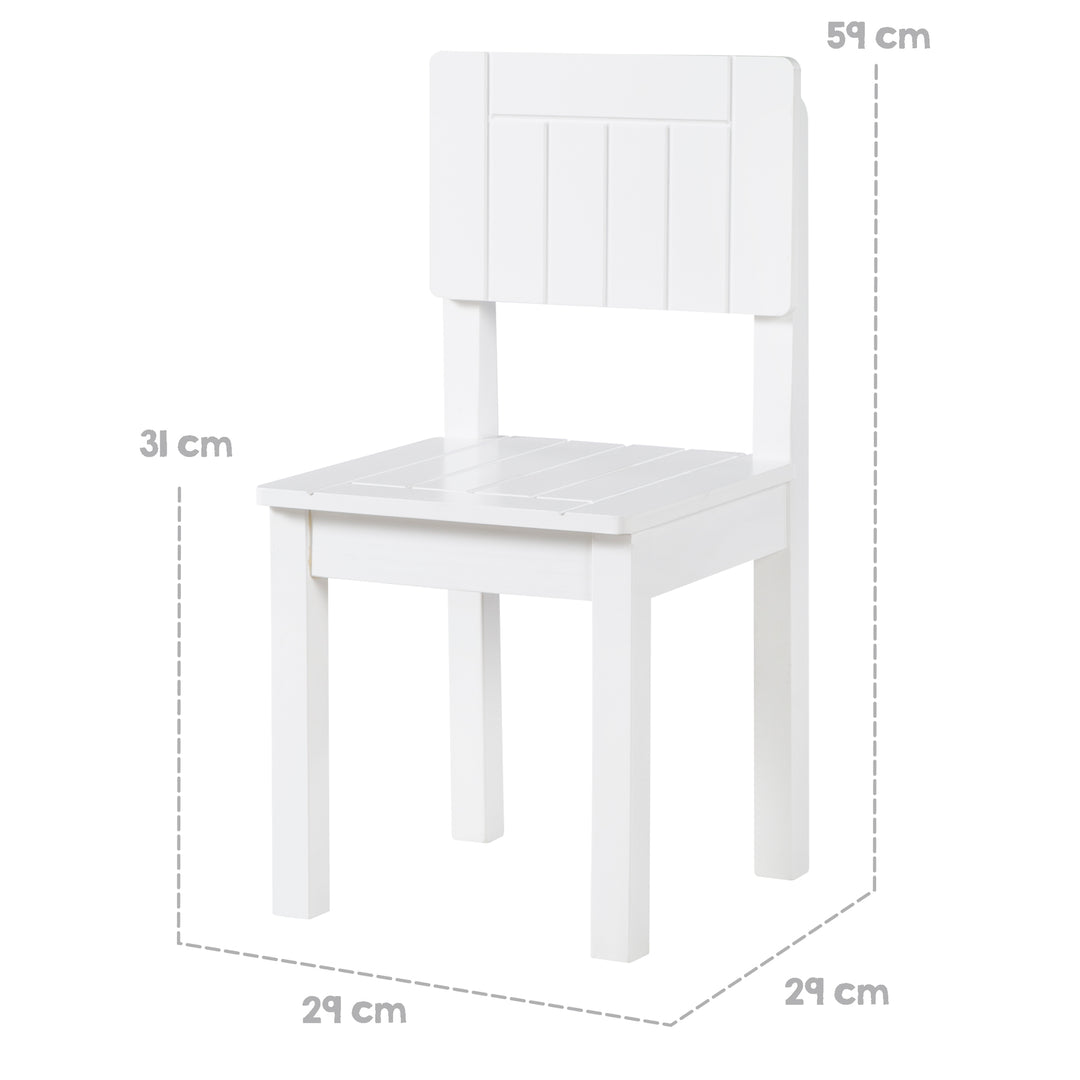 Sedia per bambini, sedia con schienale per bambini, bianco laccato, HxBxT: 59 x 29 x 29 cm, altezza seduta 31 cm – Infografica (6/7)