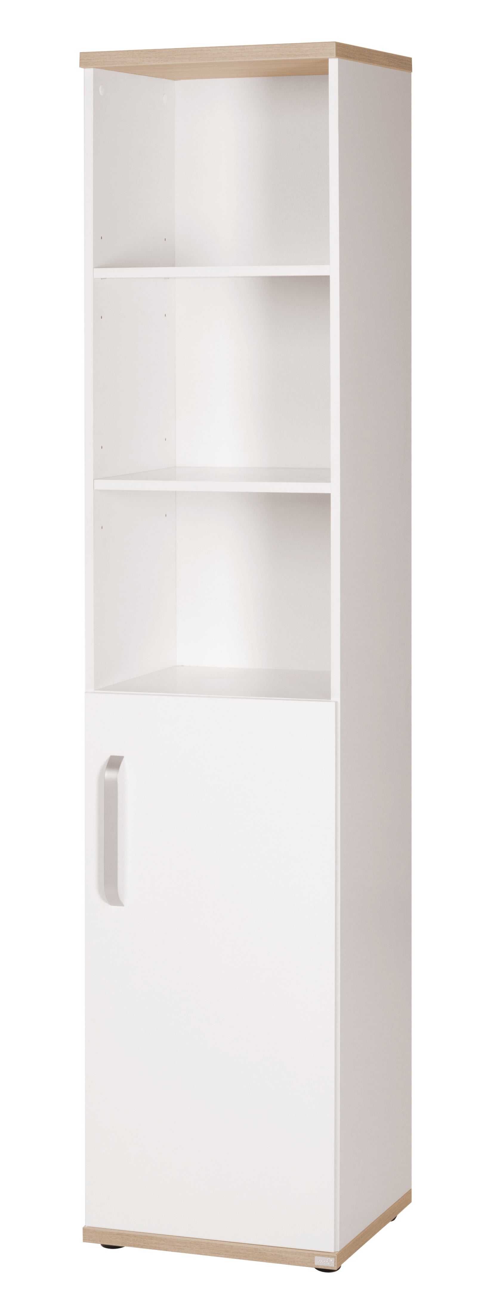 Standregal 'Pia' mit Korpus & Fronten weiß, Dekor 'San Remo Eiche‘, Regal aus Holz – Freisteller (1/5)