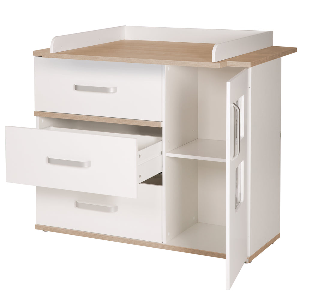 Muebles para bebé-Set 'Pia', 2piezas, incl. cama combinada 70 x 140 cm & ancho cómoda cambiador, blanco / san remo roble – Recorte (9/13)