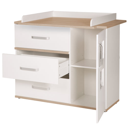 Muebles para bebé-Set 'Pia', 2piezas, incl. cama combinada 70 x 140 cm & ancho cómoda cambiador, blanco / san remo roble – Recorte (9/13)