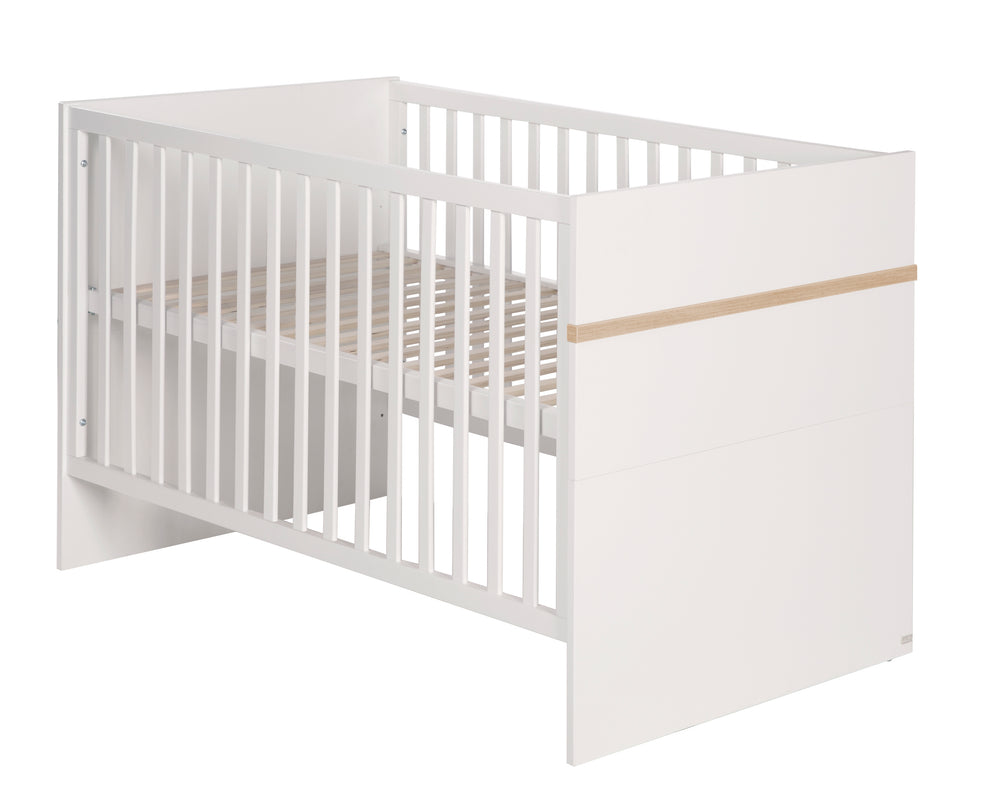 Kindermöbelset 'Pia', 2-teilig - Baby-/Kinderbett 70 x 140 cm + Wickelkommode mit Wickelansatz - Weiß – Freisteller (2/10)