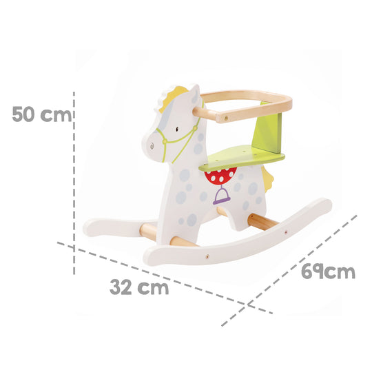 Cavallo a dondolo 'Kleiner Racker', animale a dondolo in legno con removibile anello di protezione, a partire da 12 mesi – Infografica (5/10)