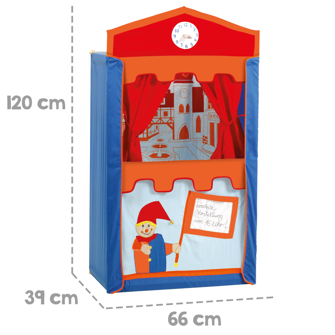 Puppet Theatre incl. 6 Handpuppen, Puppet Theatre Made of Solid Wood, Puppet Theatre Free-Standing – Infographic (5/10)