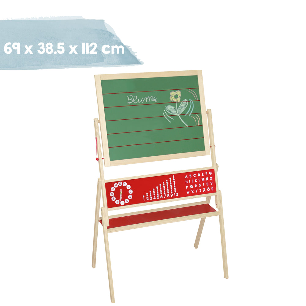 Standtafel drehbar, Schreibtafel liniert, Maltafel magnetisch, Kindertafel Holz, natur – Infografik (2/2)