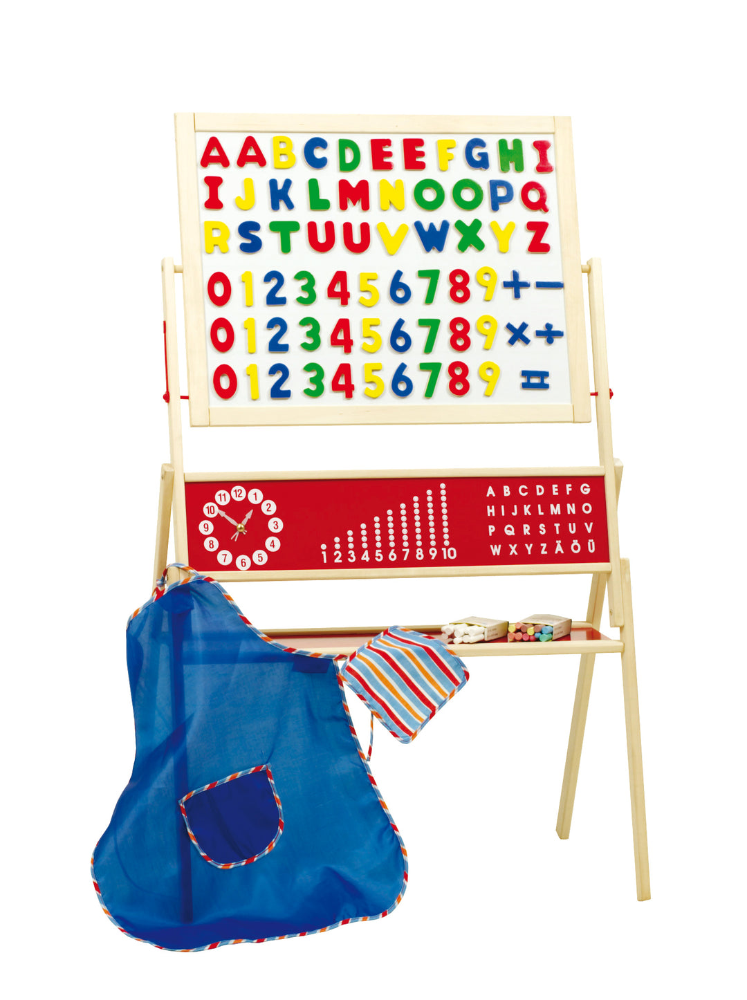 Kindertafel mit Zubehör, Standtafel drehbar, Schreib- & Maltafel magnetisch, Holz, natur – Produktbild (1/2)