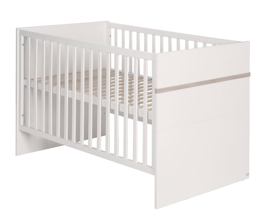 Set de muebles infantil 'Moritz', 2piezas, cama infantil 70 x 140 cm & cómoda cambiador estrecho, blanco/ luna elm – Recorte (2/9)