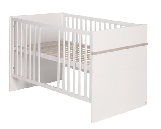 Set de muebles infantil 'Moritz', 2piezas, cama infantil 70 x 140 cm & cómoda cambiador estrecho, blanco/ luna elm – Recorte (4/9)