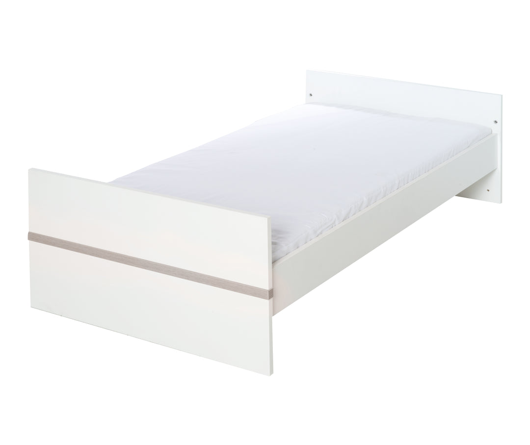 Bettset 'Moritz' inkl. Bett 70 x 140 cm inkl. Lattenrost, Umbauseiten und Bettkasten, weiß/Luna Elm – Freisteller (7/8)