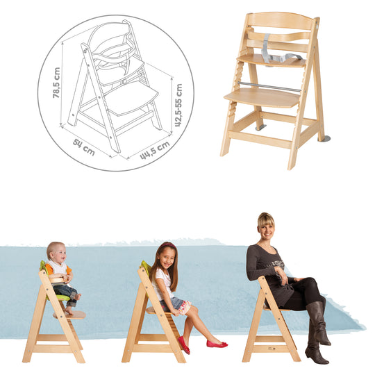 High Chair Set 2in1 'Born Up' - Step High Chair 'Sit Up' + Attachment 'roba Style' Grey - Natural – Infographic (8/14)
