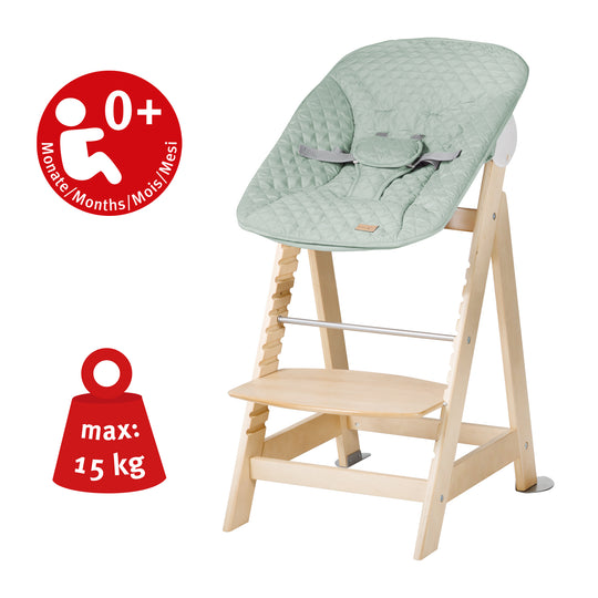 Hochstuhl Set 2in1 'Born Up' - Treppenhochstuhl 'Sit Up' + Aufsatz 'roba Style' frosty green - Natur – Infografik (4/15)