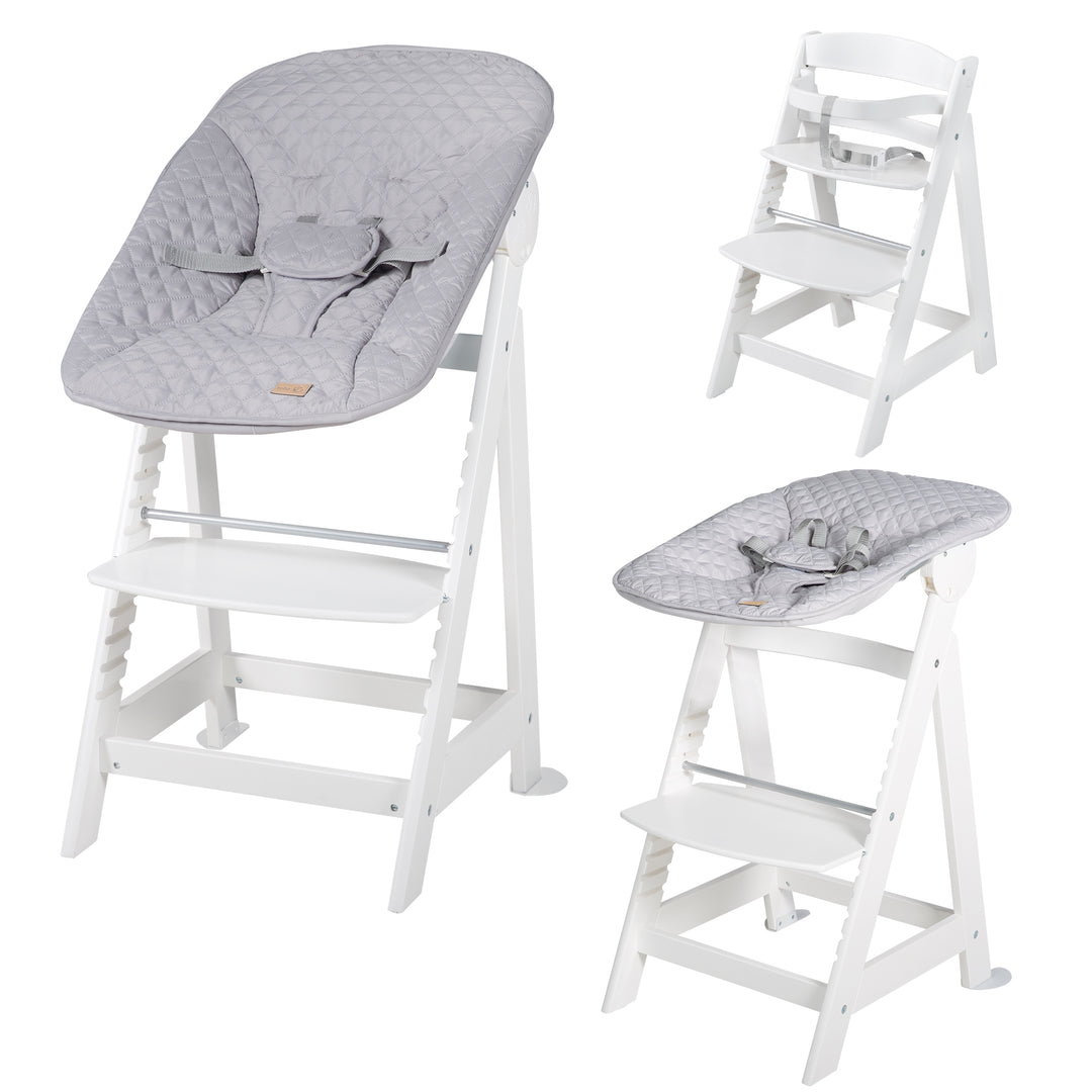 Hochstuhl Set 2in1 'Born Up' - Treppenhochstuhl 'Sit Up' + Aufsatz 'roba Style' grau - Weiß – Freisteller (1/19)