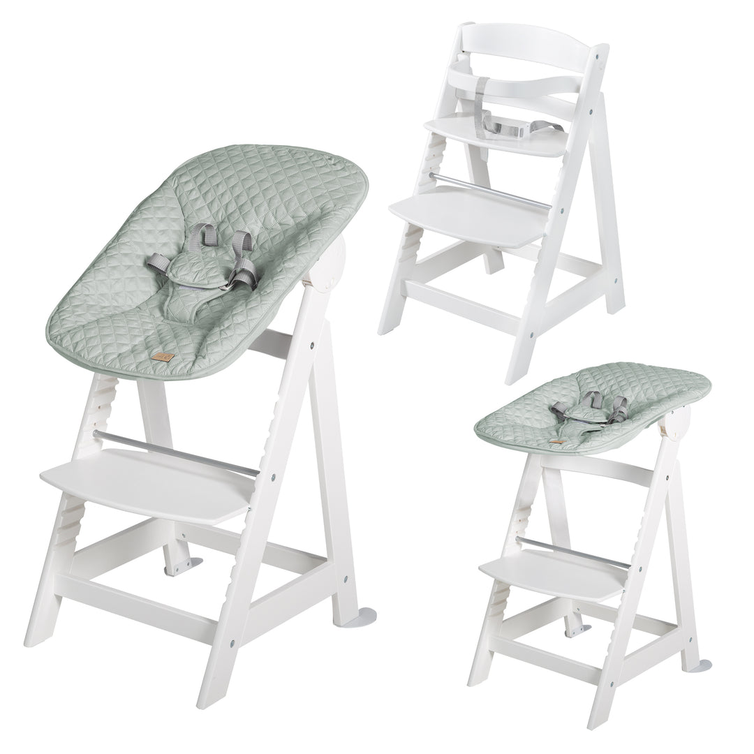 Hochstuhl Set 2in1 'Born Up' - Treppenhochstuhl 'Sit Up' + Aufsatz 'roba Style' frosty green - Weiß – Freisteller (1/16)