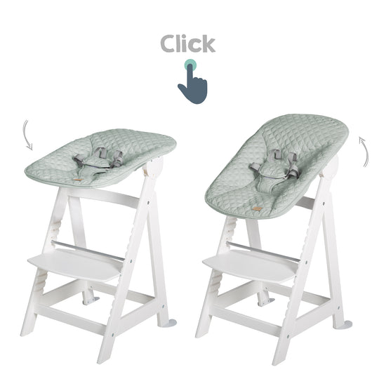Hochstuhl Set 2in1 'Born Up' - Treppenhochstuhl 'Sit Up' + Aufsatz 'roba Style' frosty green - Weiß – Infografik (15/16)