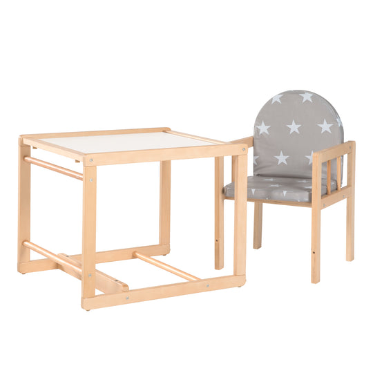 Kombihochstuhl 'Little Stars', seggiolone trasformabile a tavolo & sedia, legno naturale, seduta imbottito – Ritaglio (3/7)