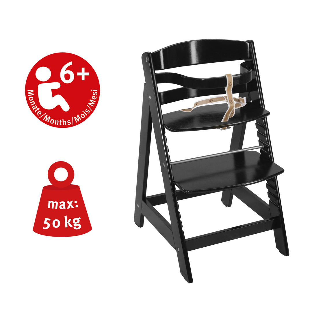 Seggiolone evolutivo 'Sit Up III' - Che cresce con il bambino dal seggiolone per neonati fino al sedia per ragazzi - Legno nero laccato – Infografica (3/7)