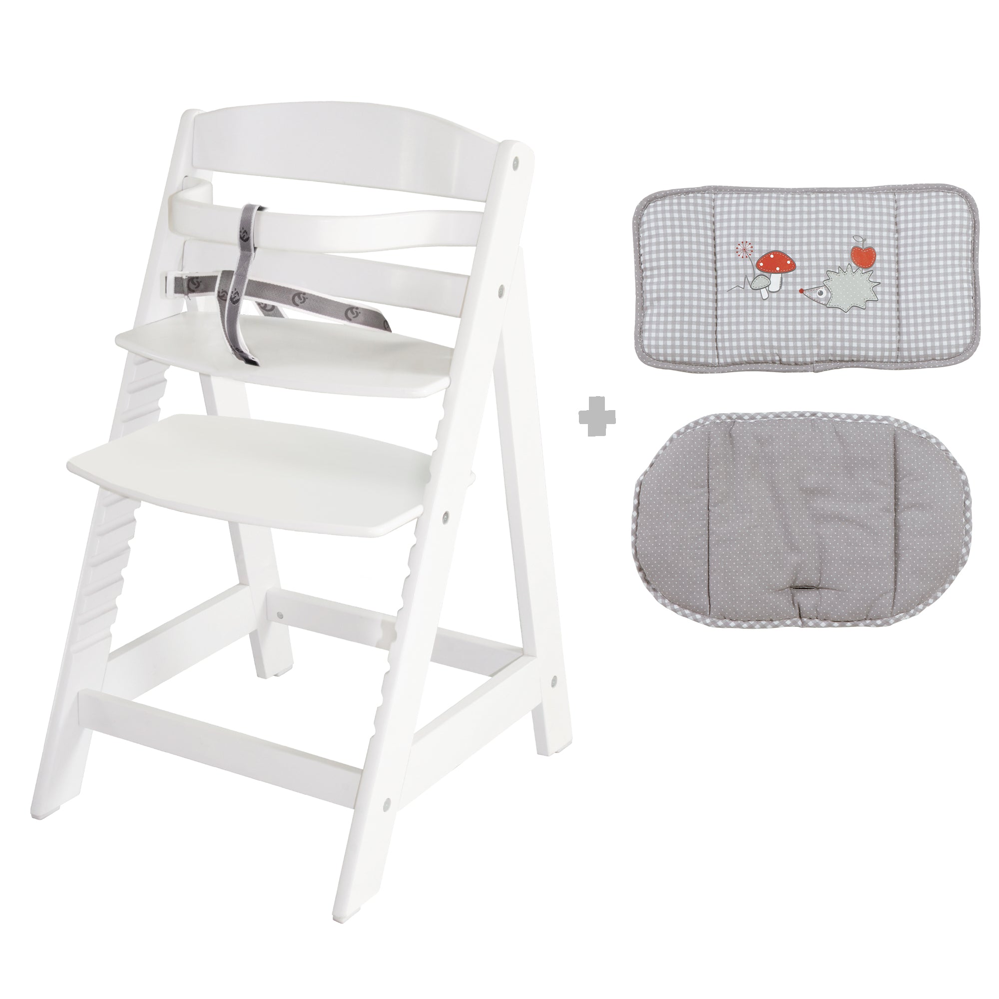 Bundle chaise haute évolutive 'Sit Up III' blanc incl. réducteur d'assise 'Adam & Hibou' – Détourage (1/12)