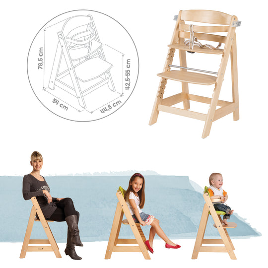 Treppenhochstuhl Sit Up FUN + Essbrett + Sitzkissen miffy® - Holz natur – Infografik (4/14)