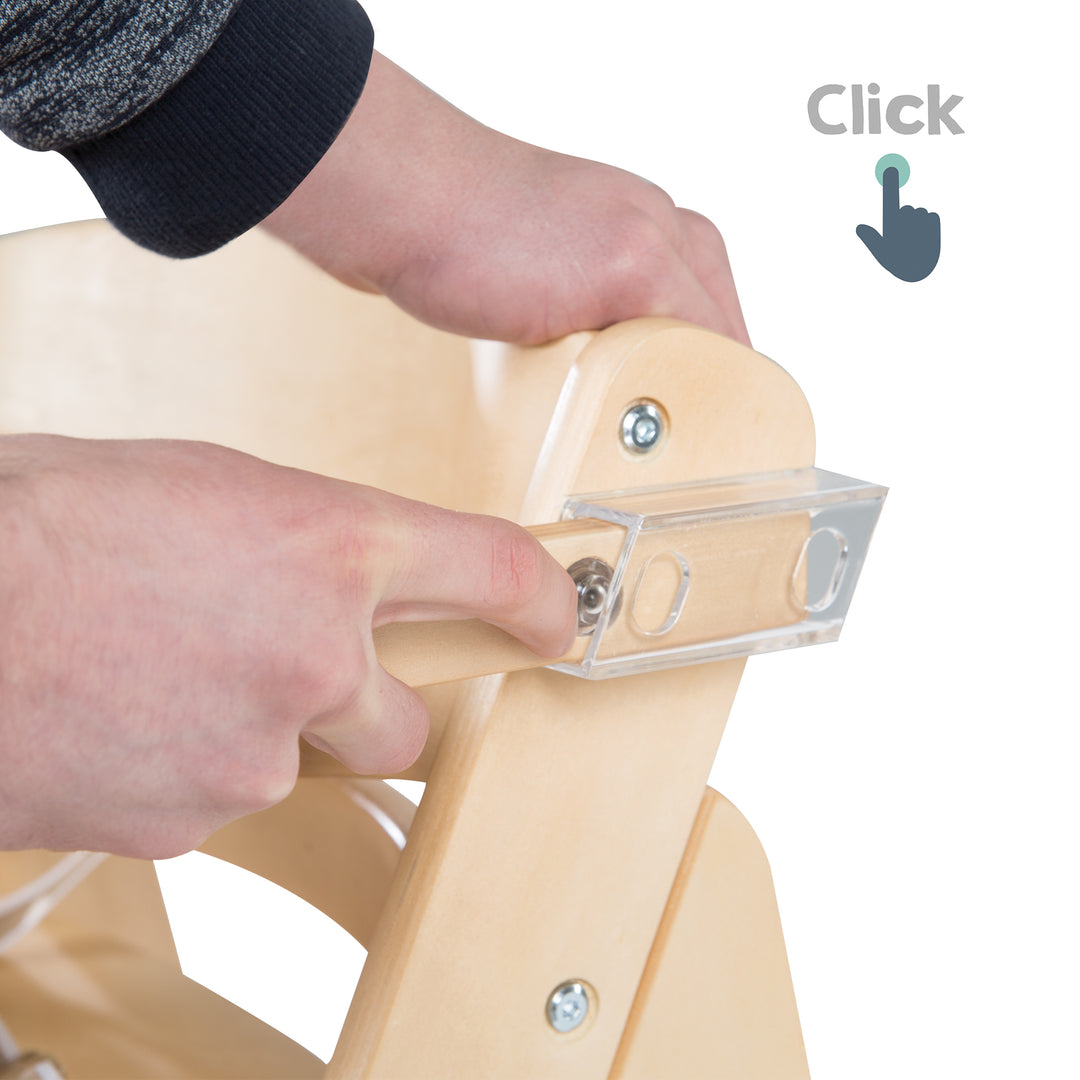 Seggiolone evolutivo 'Sit Up Click & Fun', vassoio pappa & maniglia, chiusura a click, che cresce con il bambino, naturale – Infografica (8/9)