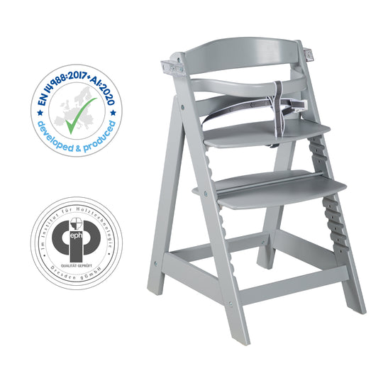 Step High Chair 'Sit Up Click & Fun', Feeding Tray & Bracket/Handle, Click Fastener, Grows with Your Child, Taupe – Infographic (5/7)