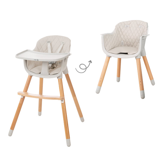 2 In 1 seggiolone & sedia per bambini 'Style Up wood' incl. imbottitura della seduta in grigio – Infografica (1/12)