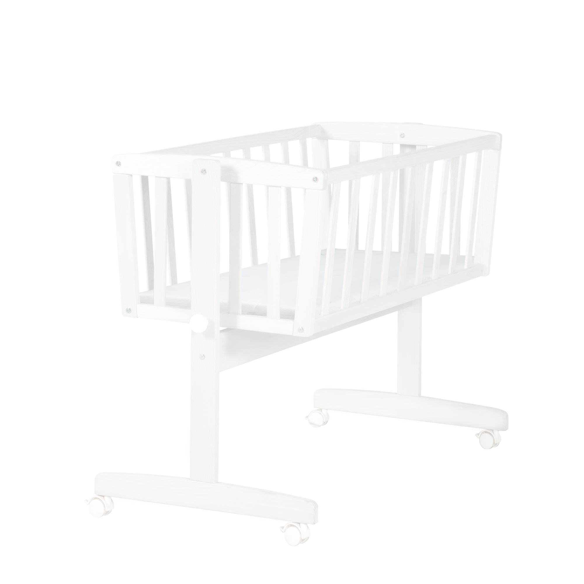 Culla per neonati incl. materasso 40 x 90 cm - Funzione dondolo con pulsante di bloccaggio - Legno bianco – Ritaglio (1/5)