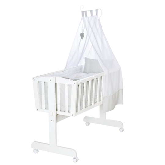 Set culla completo 'Heartbreaker', 40 x 90 cm, bianco, carrozzina con funzione di bloccaggio, incl. dotazione – Ritaglio (1/9)