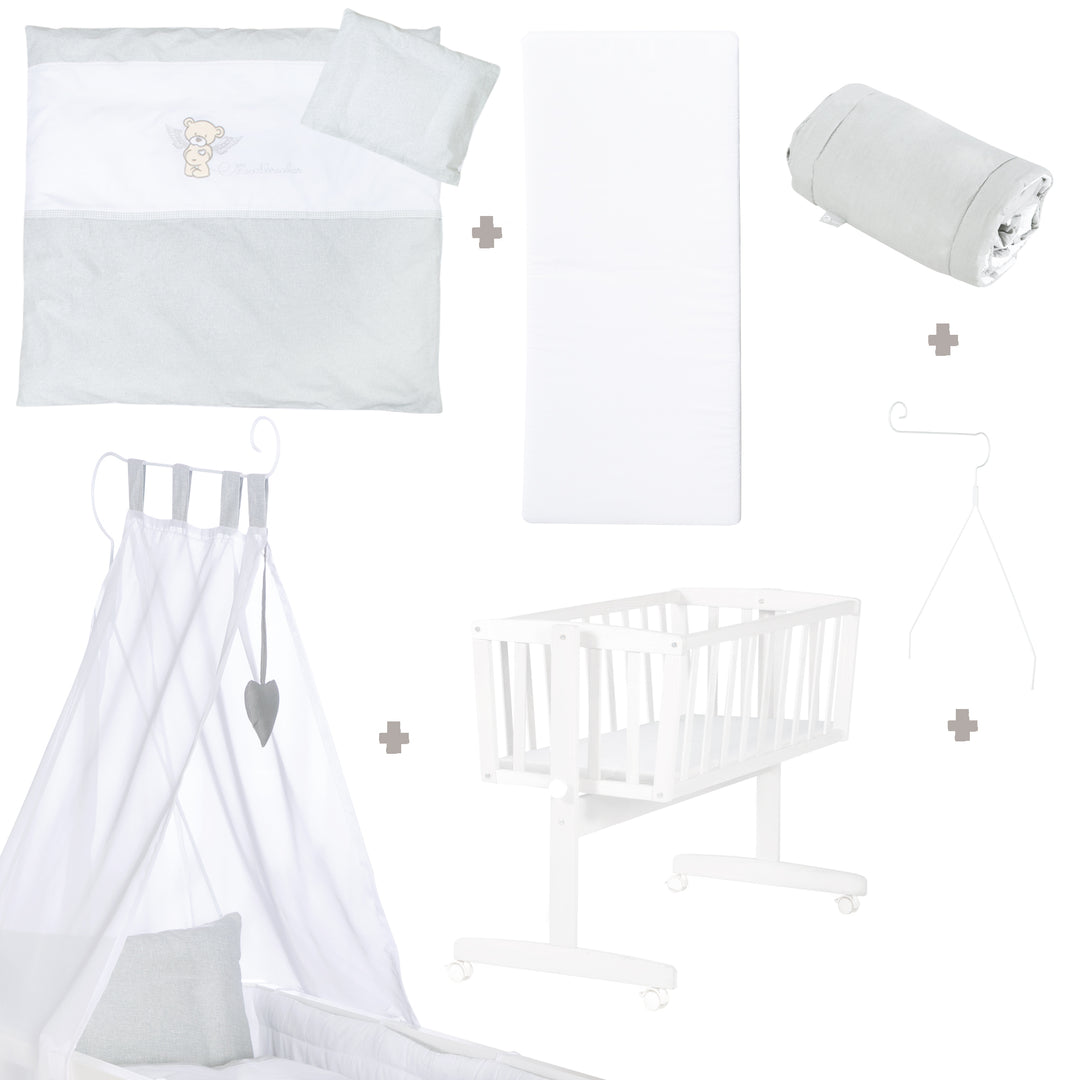Set culla completo 'Heartbreaker', 40 x 90 cm, bianco, carrozzina con funzione di bloccaggio, incl. dotazione – Infografica (3/9)