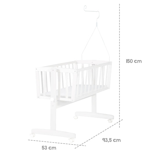 Set culla completo 'Heartbreaker', 40 x 90 cm, bianco, carrozzina con funzione di bloccaggio, incl. dotazione – Infografica (5/9)