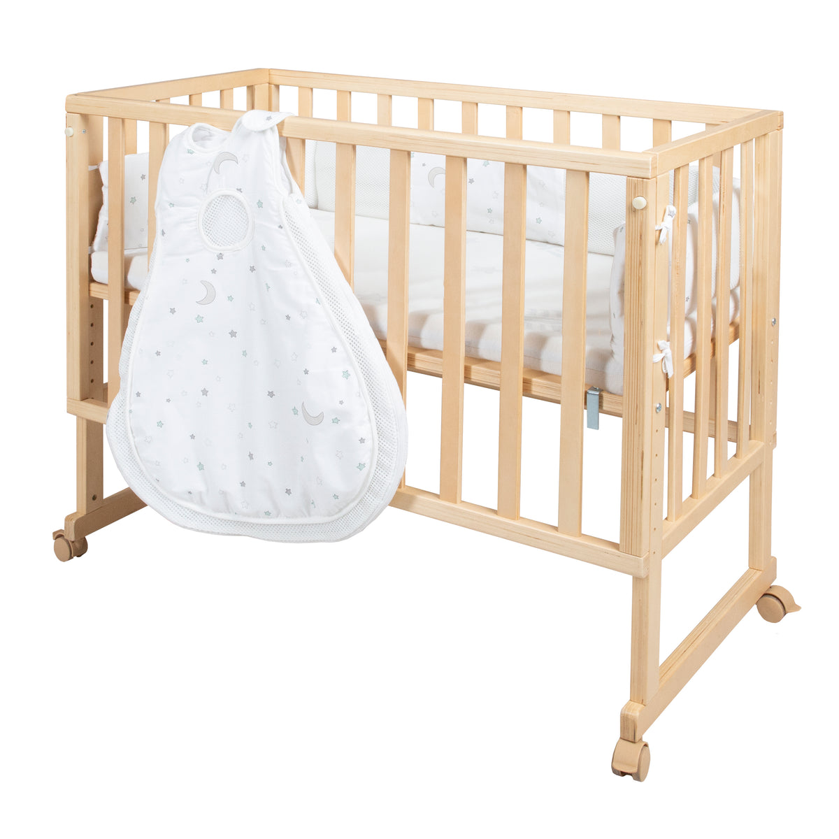 Culla 'safe asleep®' 3 in 1, 'Sternenzauber', lettino da co-sleeping, lettino & panca, naturale, incl. accessori – Ritaglio (1/11)