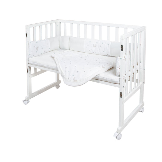 Culla 'safe asleep®' 3 in 1, 'Sternenzauber', lettino da co-sleeping bianco, lettino & panca, incl. accessori – Ritaglio (6/11)