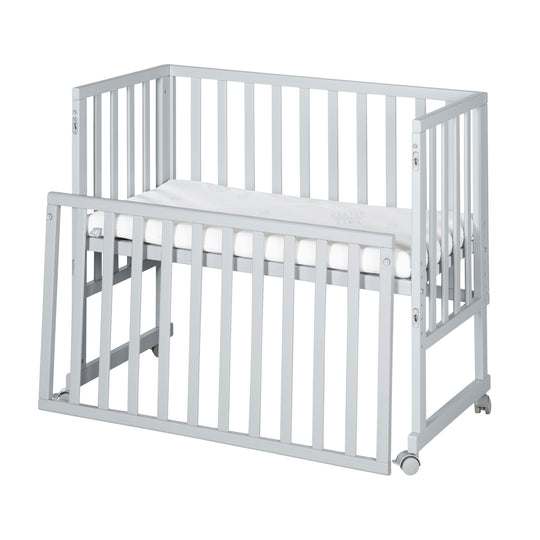 Nursery & Bedside Crib 3in1 with Barrier + Mattress - Wood Taupe – Cutout (1/18)