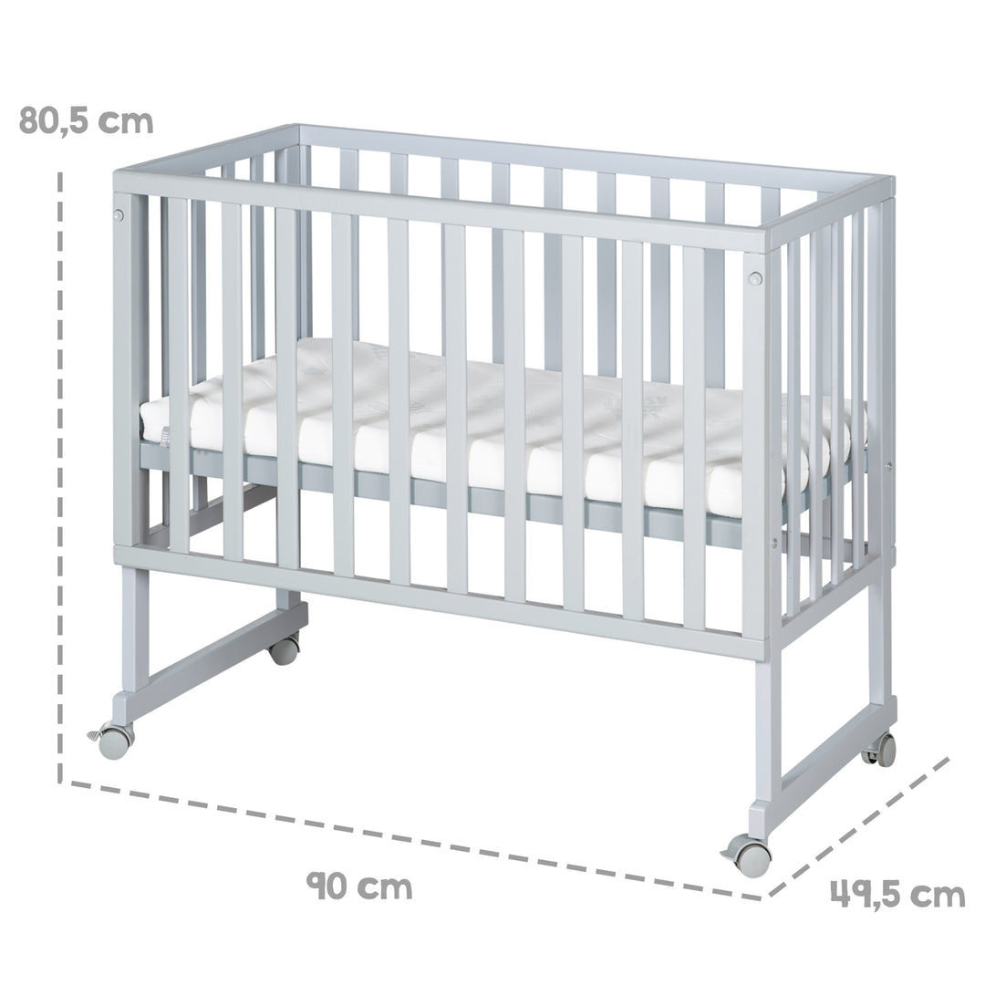 Nursery & Bedside Crib 3in1 with Barrier + Mattress - Wood Taupe – Infographic (16/18)