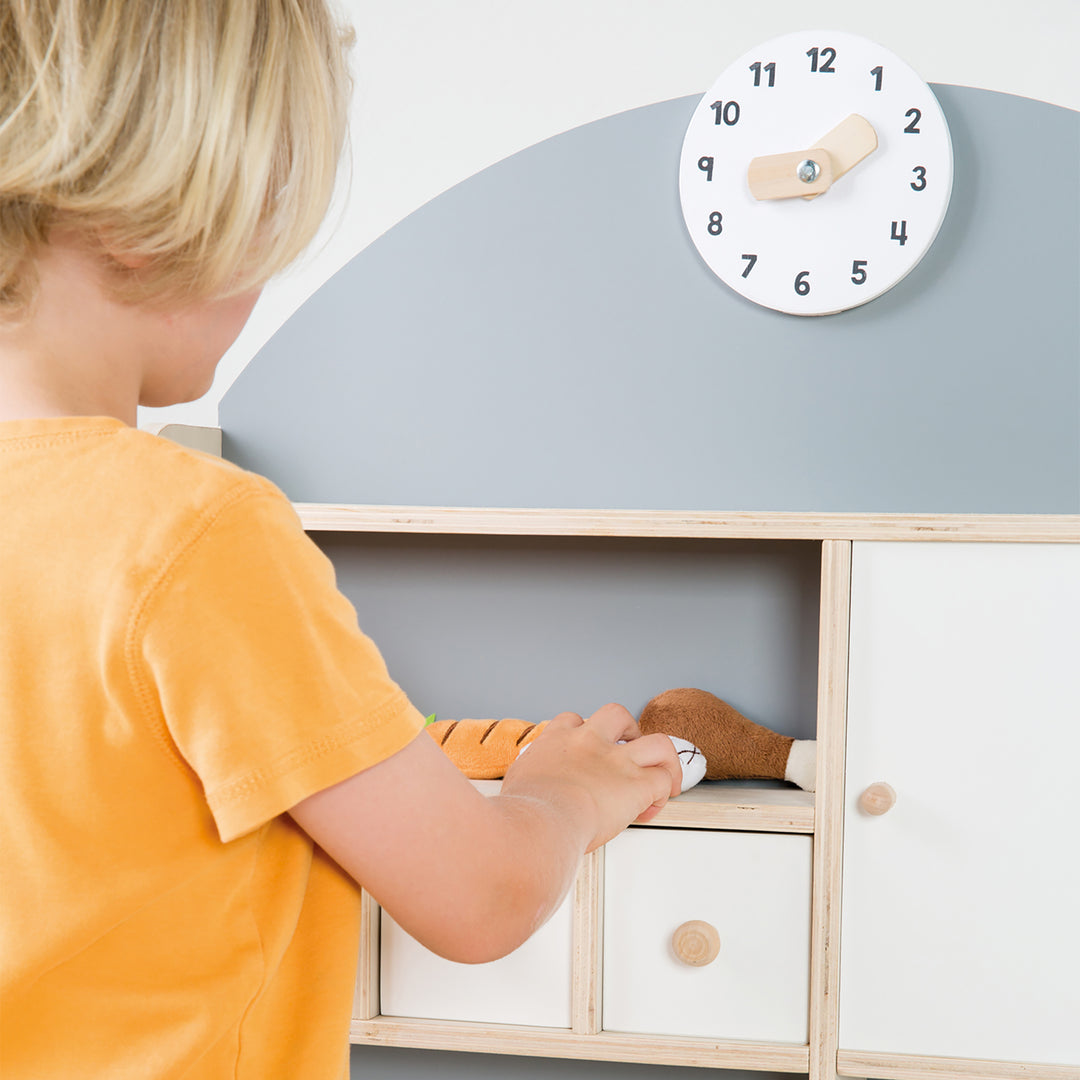 Marchande pour enfants, marchande en bois, stand de vente avec comptoir et comptoir latéral – Photo d'ambiance (13/17)