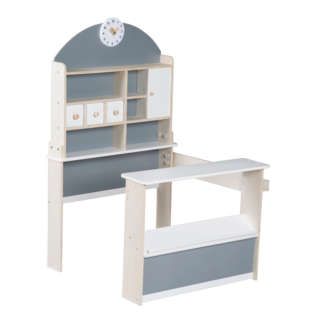 Marchande pour enfants, marchande en bois, stand de vente avec comptoir et comptoir latéral – Détourage (3/17)