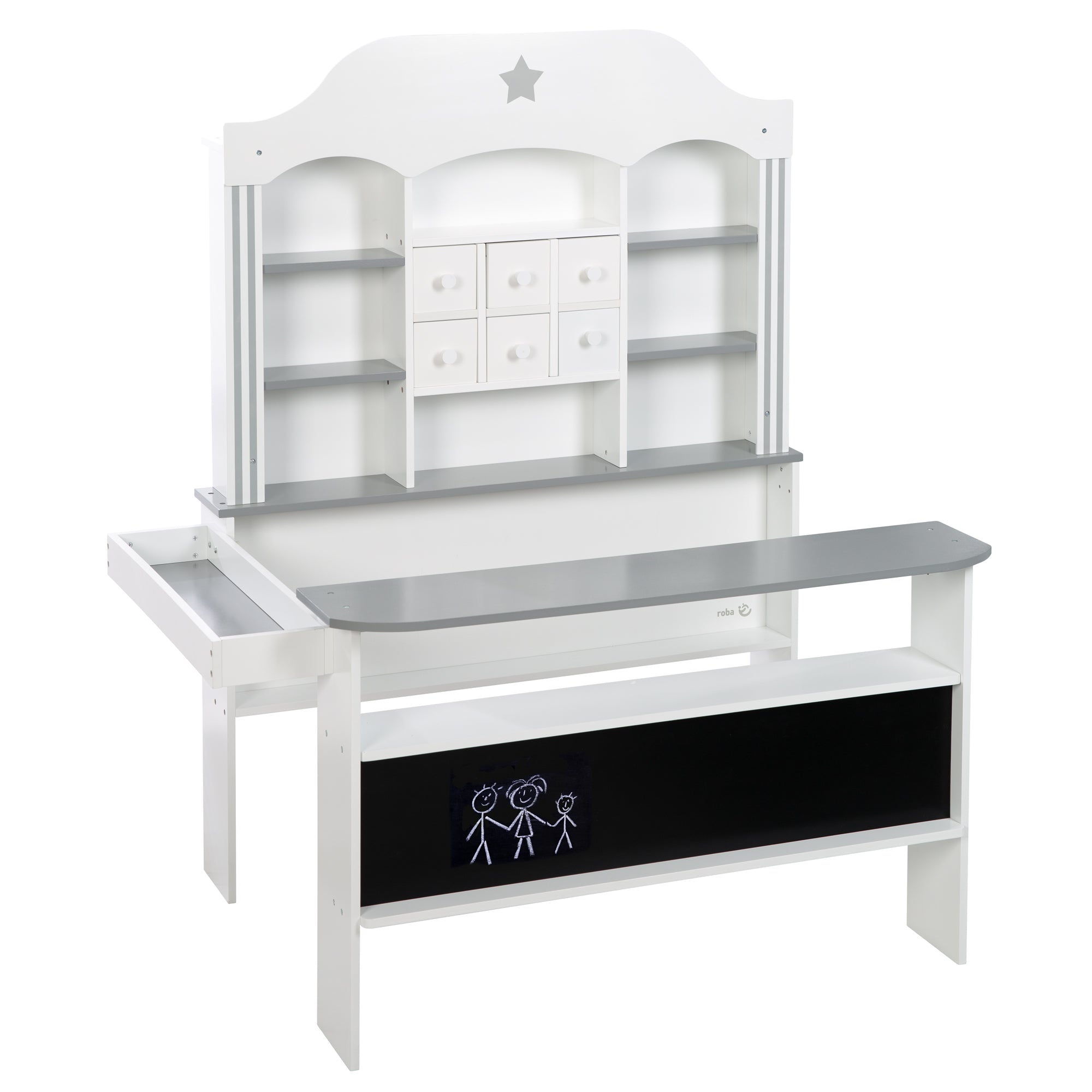 Candyshop blanc, avec gris touches, tiroirs, comptoir latéral et avant – Détourage (1/9)