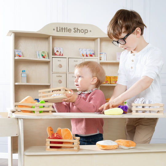 Play Shop, Large Play Shop, Wood Natural, Sales Stand 6 Drawers, Counter, Side Counter – Lifestyle Image (3/15)