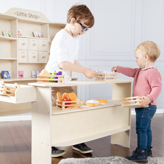 Play Shop, Large Play Shop, Wood Natural, Sales Stand 6 Drawers, Counter, Side Counter – Lifestyle Image (2/15)
