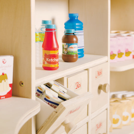 Play Shop, Large Play Shop, Wood Natural, Sales Stand 6 Drawers, Counter, Side Counter – Detail Image (12/15)