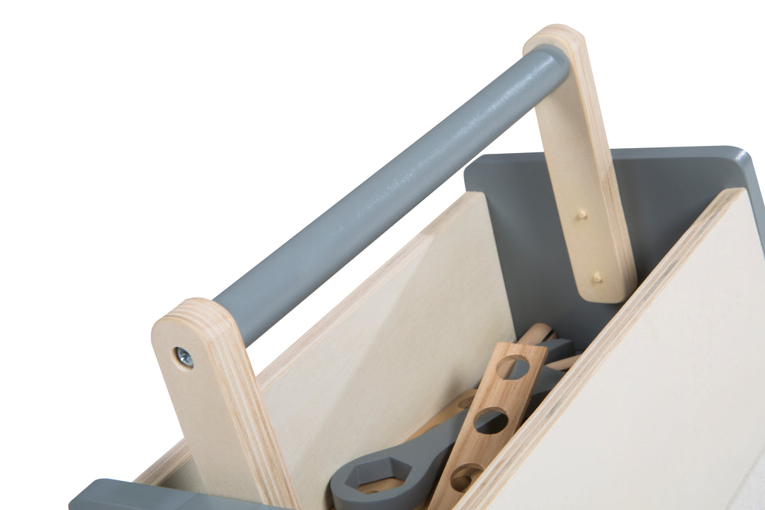 Boîte à outils pour enfants, coffret d'outils en bois, set de construction en bois avec 22pièces outil – Photo de détail (14/18)