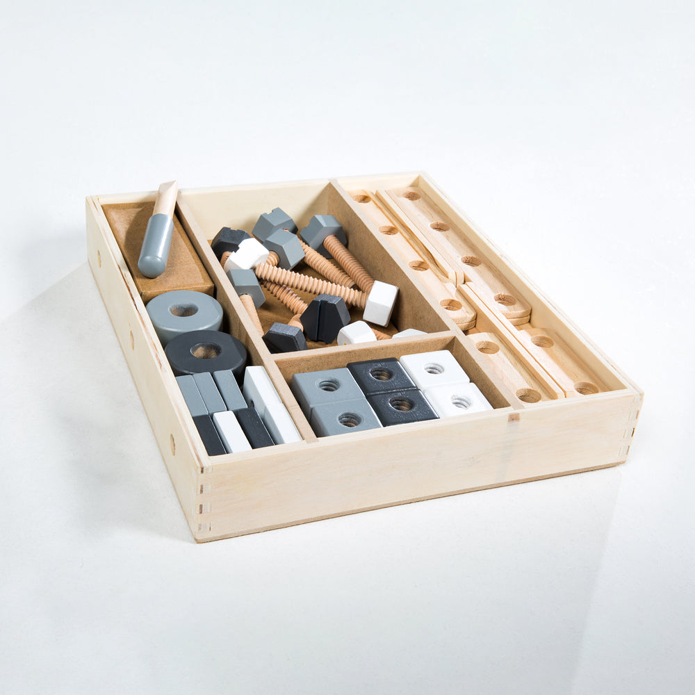 Holzbaukasten für Kinder, Baukasten-Set 48-tlg, Holz-Werkzeugkiste, Spielzeug ab 3 Jahren – Milieubild (2/21)