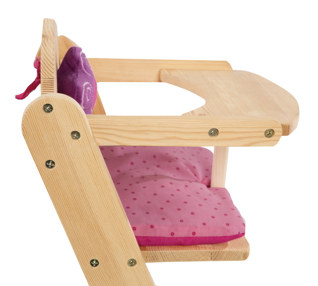 Puppenhochstuhl 'Happy Fee', für Puppen & Babypuppen, Holz natur mit Blume – Detailbild (4/8)