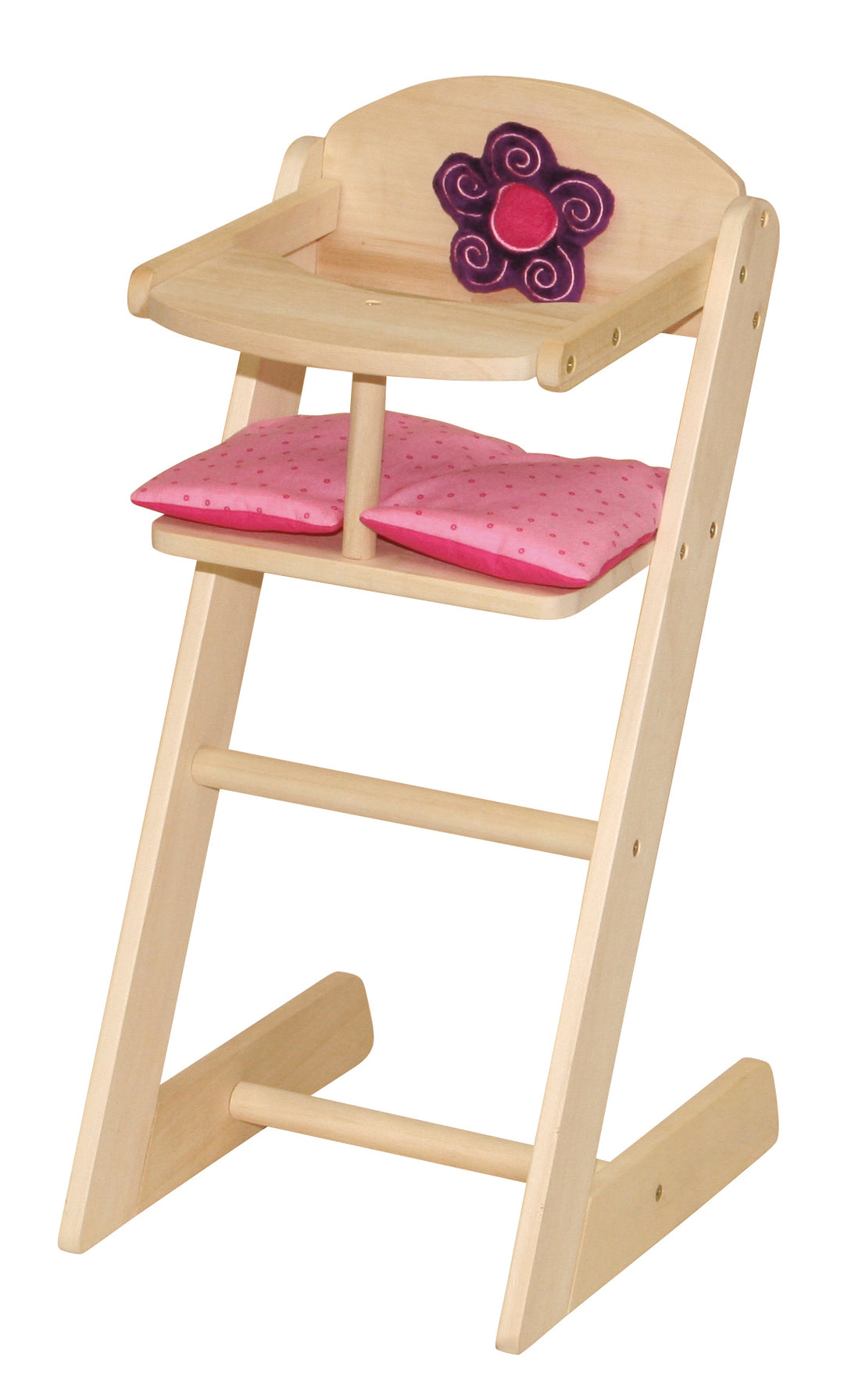 Puppenhochstuhl 'Happy Fee', für Puppen & Babypuppen, Holz natur mit Blume – Freisteller (1/8)