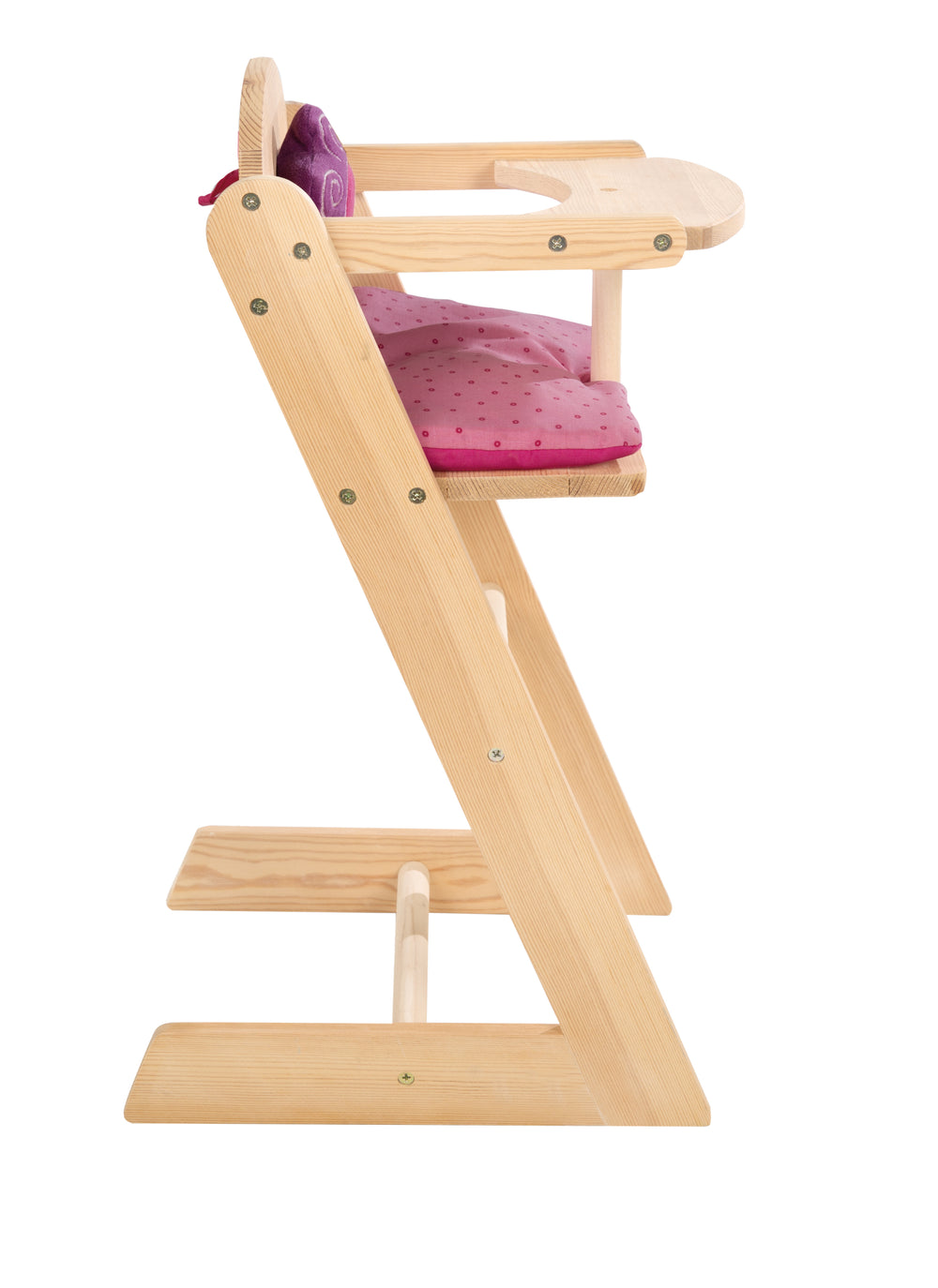 Puppenhochstuhl 'Happy Fee', für Puppen & Babypuppen, Holz natur mit Blume – Freisteller (2/8)