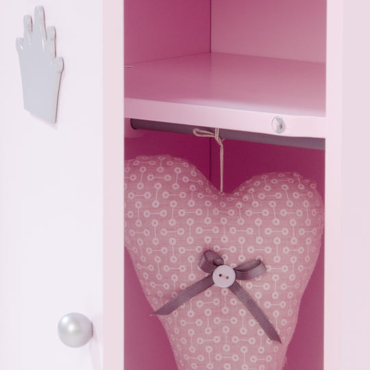 Puppenkleiderschrank 'Prinzessin Sophie', 2-türig, rosa lackiert, inkl. Kleiderstange & Boden – Detailbild (5/5)