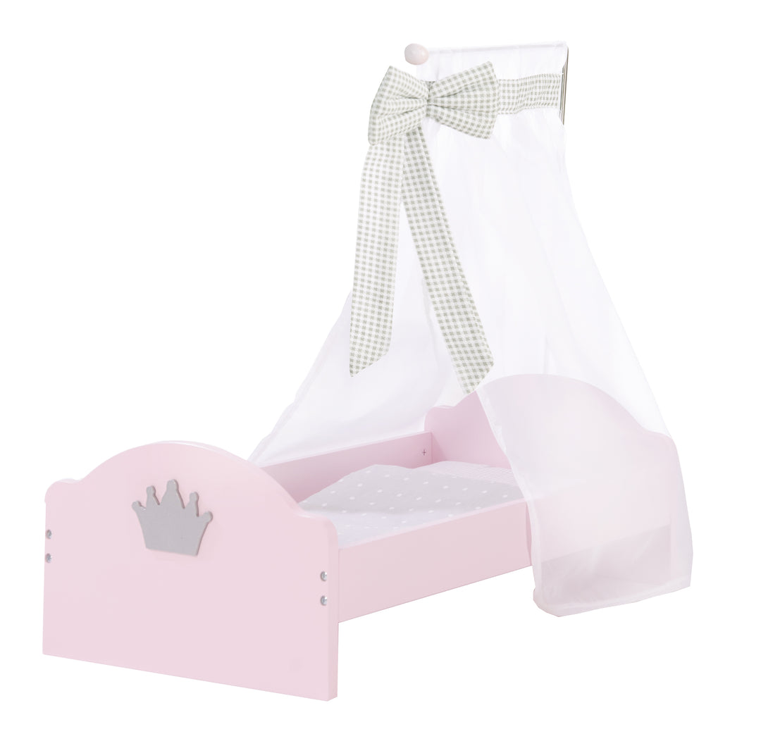 Puppenbett 'Prinzessin Sophie', inkl. textiler Ausstattung, Bettwäsche & Himmel – Freisteller (1/6)