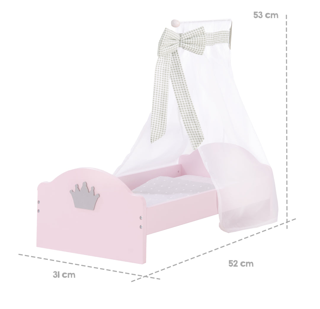 Doll's Bed 'Prinzessin Sophie', incl. Textile Accessories, Bedding & Canopy – Infographic (4/6)